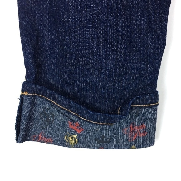 SOUTH POLE Capri Jeans Cuffed Rhinestones Metallic Dark Wash Denim Size 16 Girls - Picture 7 of 14